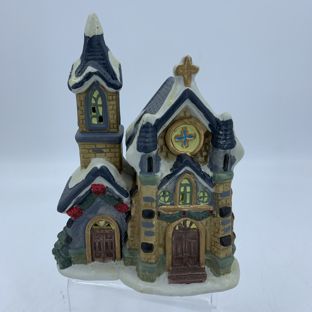 Vintage 2001 Cobblestone Corners Christmas Village Tabernacle Dollar Tree